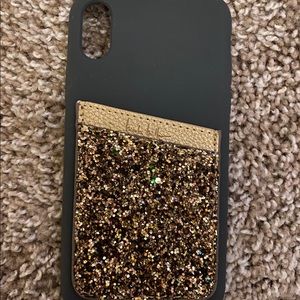 Grey Iphone Case with Sparkly Card Holder